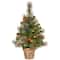 2ft. Pre-Lit Crestwood Spruce Small Tree With Silver Bristle, Cones, Red Berries & Glitter In A Plastic Bronze Pot, Clear Lights